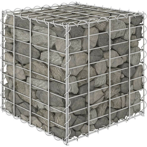 Lit surélevé cube à gabion Fil d'acier 40x40x40 cm
