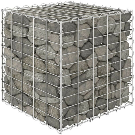 Lit surélevé cube à gabion Fil d'acier 50x50x50 cm