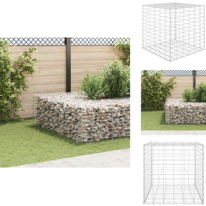 Lit surélevé cube à gabion Fil d'acier 60x60x60 cm - Jardinière à Gabion - Bordure De Jardin - Bac De Plantation - Décoration Extérieure - Pot De