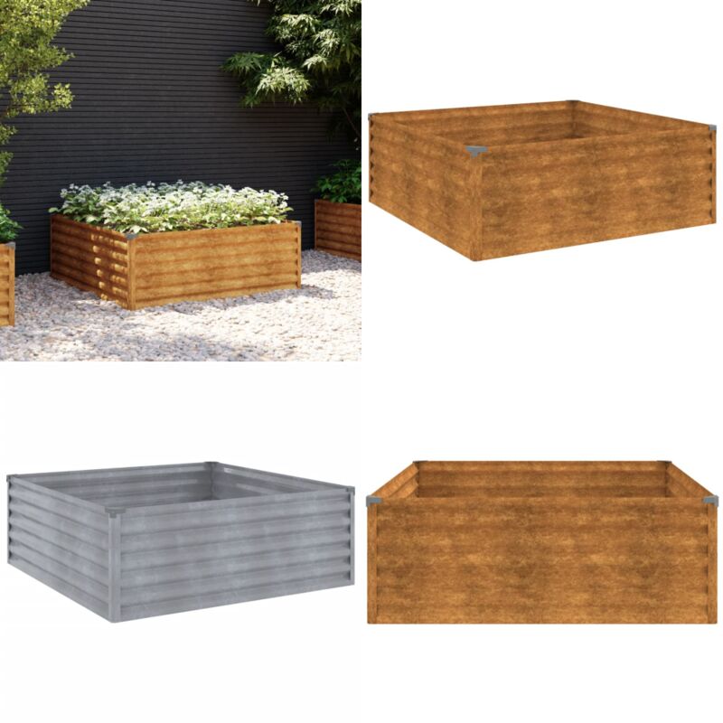 Lit surélevé de jardin 100x100x36 cm acier corten - Jardiniere Exterieur - Bac a Fleurs - Lit Surélevé Jardin - Acier Corten - Plante Decorative
