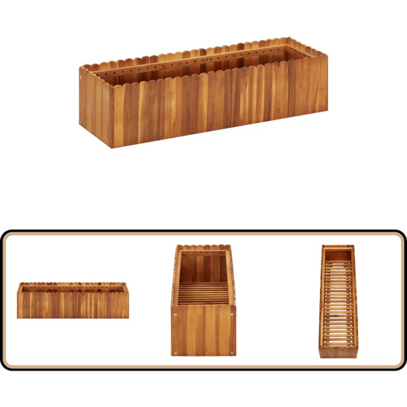 Lit surélevé de jardin 100x30x25 cm Bois massif d'acacia - Jardinière En Bois - Pot De Fleurs Extérieur - Bac De Plantation - Décoration Jardin