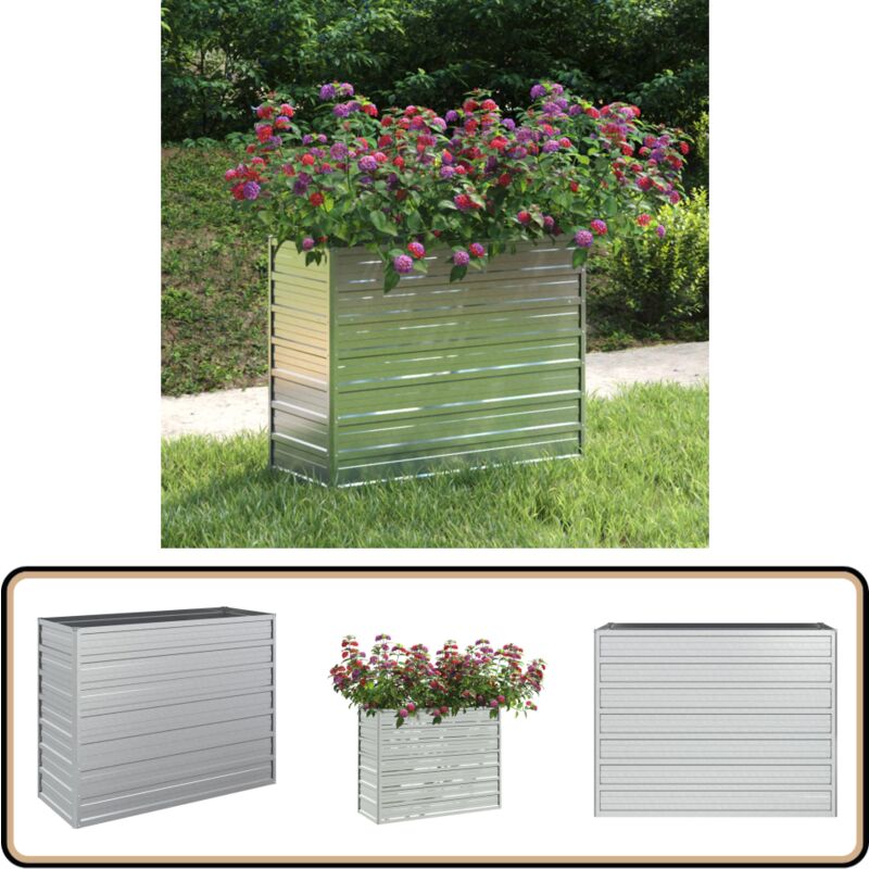Lit surélevé de jardin 100x40x77 cm Acier galvanisé Argenté - Jardiniere Metal - Pot De Fleurs Exterieur - Bac Plante - Raised Garden Bed - Lit