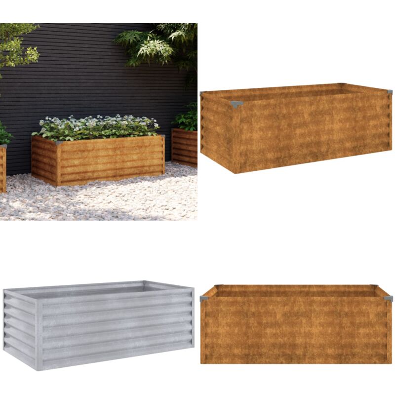 Lit surélevé de jardin 100x50x36 cm acier corten - Jardiniere Exterieur - Bac a Fleurs - Lit Surélevé Jardin - Acier Corten - Decoration Jardin