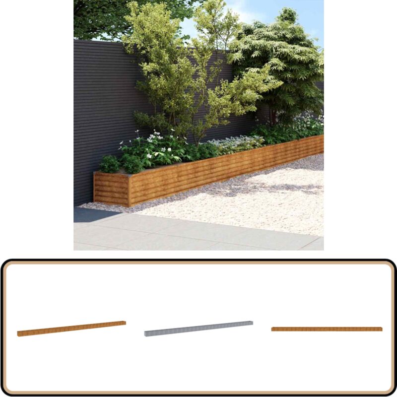 Vidaxl - Lit surélevé de jardin 1152x50x36 cm acier corten - Lit Surélevé Jardin - Jardinière Acier Corten - Bac à Fleurs Extérieur - Décoration