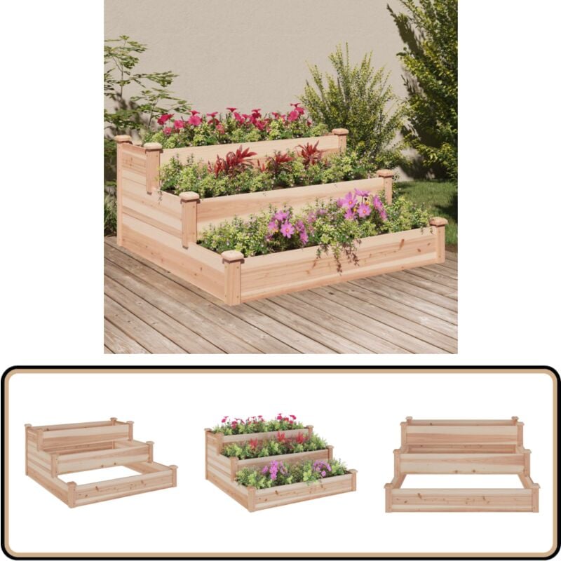 Lit surélevé de jardin 120x120x56 cm bois massif de sapin - Jardinière En Bois - Bac De Plantation - Lit Surélevé - Potager Surélevé - Culture