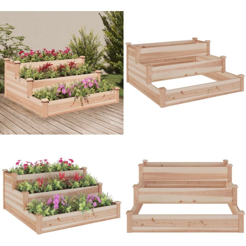 Lit surélevé de jardin 120x120x56 cm bois massif de sapin - Jardinière En Bois - Bac De Plantation - Lit Surélevé - Potager Surélevé - Culture