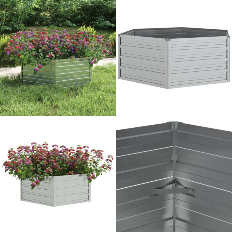 Lit surélevé de jardin 129x45 cm Acier galvanisé Argenté - Jardiniere Metal - Pot De Fleurs Exterieur - Bac Plante - Raised Garden Bed