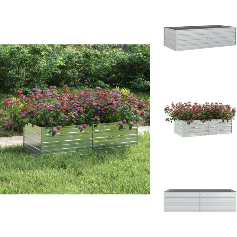 Lit surélevé de jardin 160x80x45 cm Acier galvanisé Argenté - Jardiniere Metal - Pot De Fleurs Exterieur - Bac Plante - Raised Garden Bed - Lit