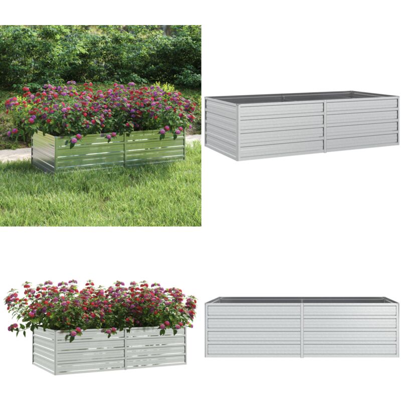 Lit surélevé de jardin 160x80x45 cm Acier galvanisé Argenté - Jardiniere Metal - Pot De Fleurs Exterieur - Bac Plante - Raised Garden Bed - Lit