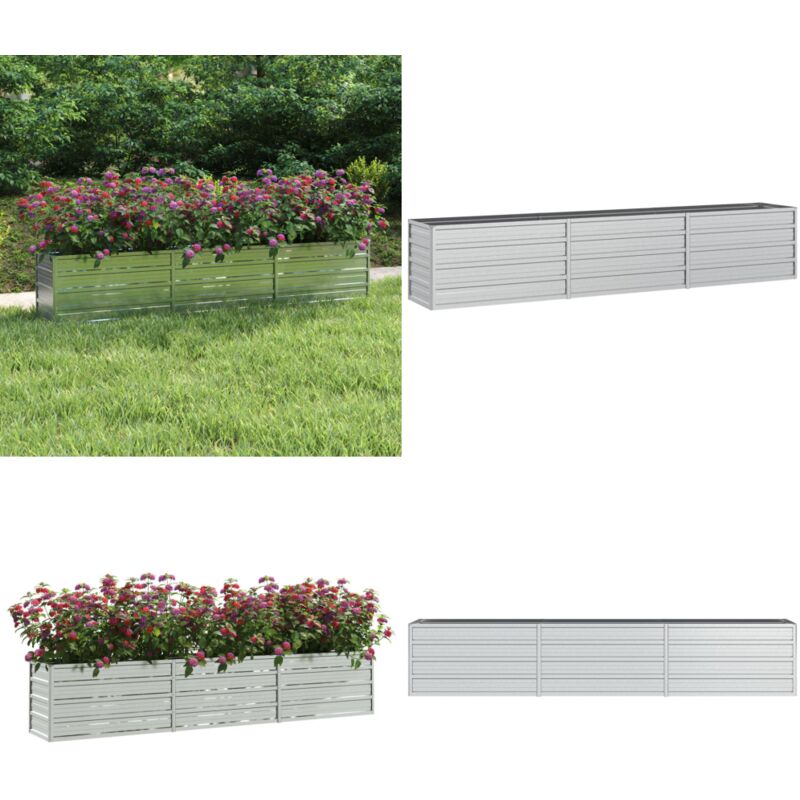 Lit surélevé de jardin 240x40x45 cm Acier galvanisé Argenté - Jardinière - Bac De Plantation - Pot De Fleurs Extérieur - Fleurissement - Décoration