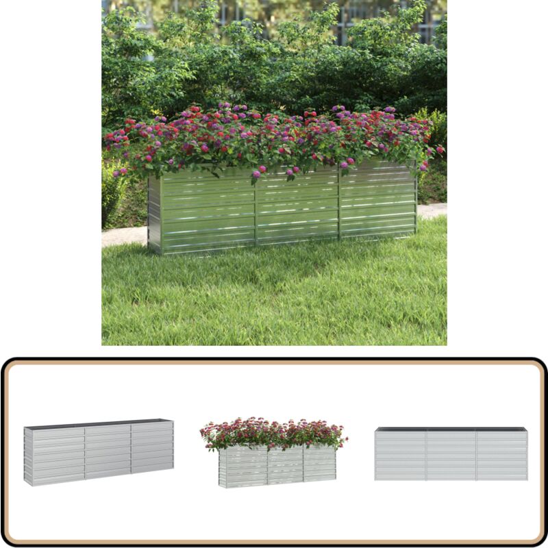 Lit surélevé de jardin 240x40x77 cm Acier galvanisé Argenté - Jardiniere Metal - Pot De Fleurs Extérieur - Bac Plante - Raised Garden Bed - Lit