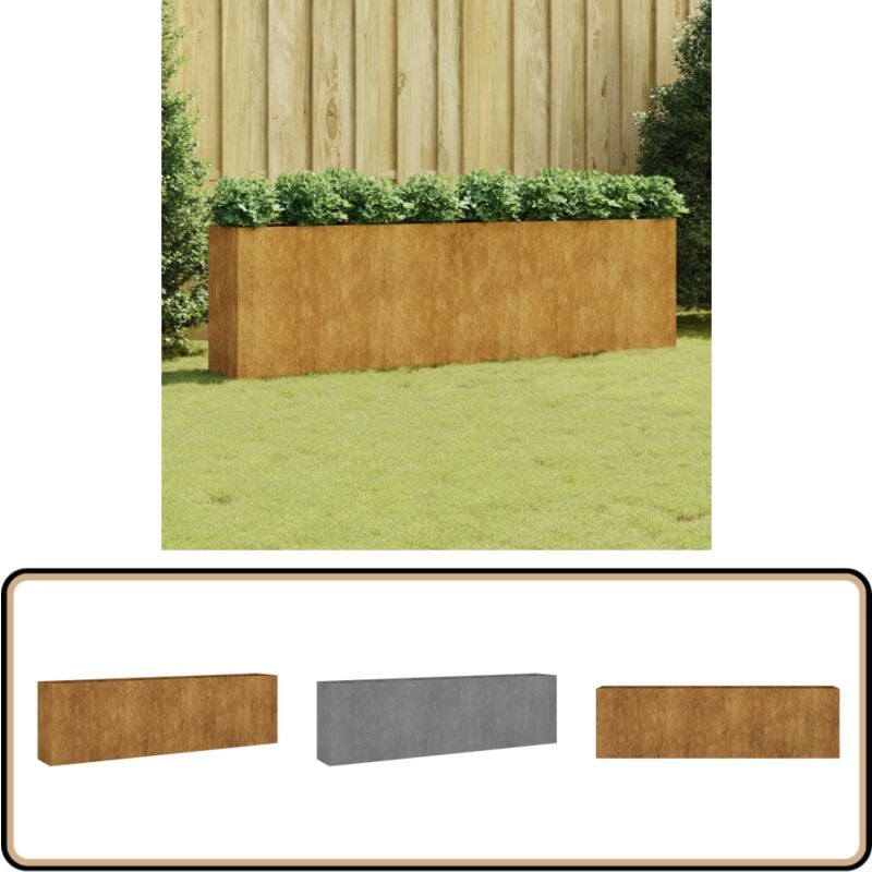 Lit surélevé de jardin 280x40x80 cm acier corten - Jardiniere - Bac Plante - Pot De Fleurs Extérieur - Lit Surélevé Jardin - Acier Corten