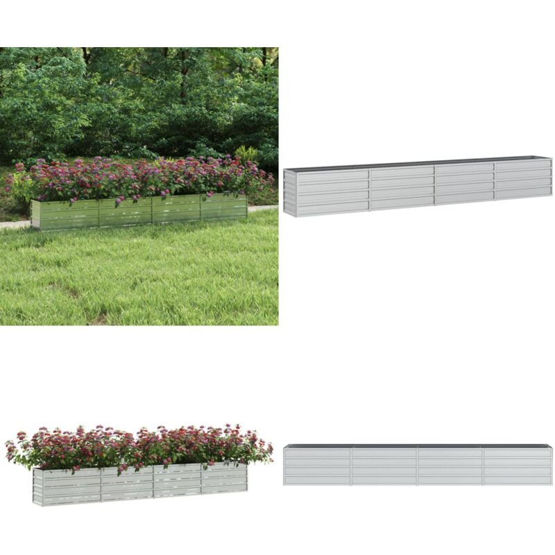Lit surélevé de jardin 320x40x45 cm Acier galvanisé Argenté - Jardiniere Metal - Pot De Fleurs Extérieur - Bac Plante - Raised Garden Bed - Lit