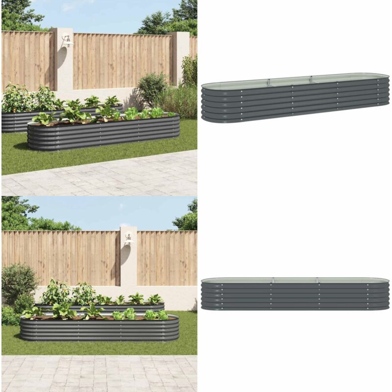 Lit surélevé de jardin 320x80x44 cm Acier galvanisé Gris - Jardiniere Exterieure - Bac Plante - Planter Metal - Pot De Fleurs - Decoration Jardin