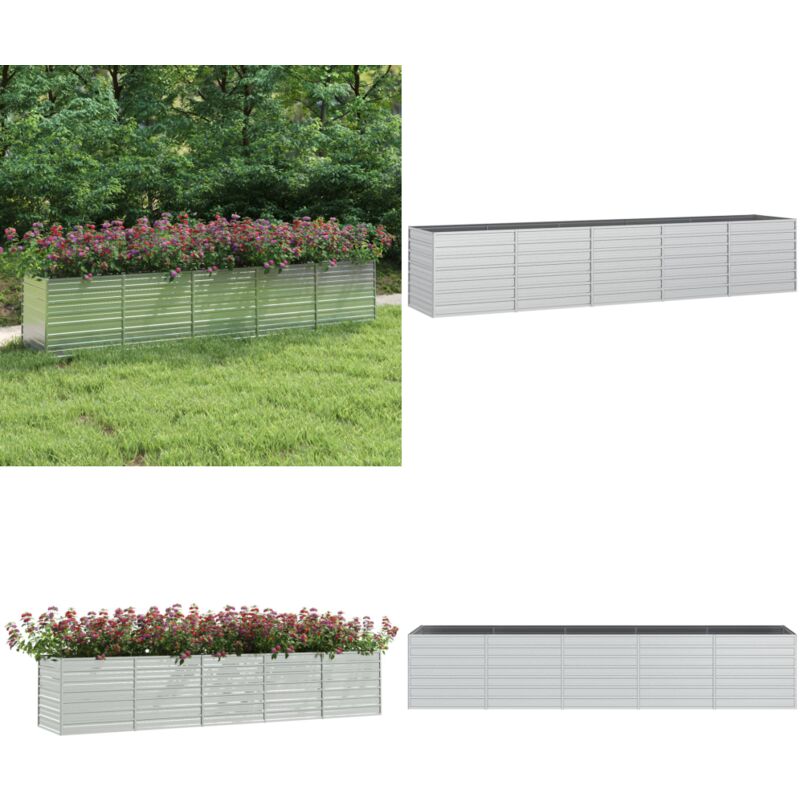Vidaxl - Lit surélevé de jardin 400x80x77 cm Acier galvanisé Argenté - Jardinière Métallique - Pot De Fleurs Extérieur - Bac De Culture - Lit