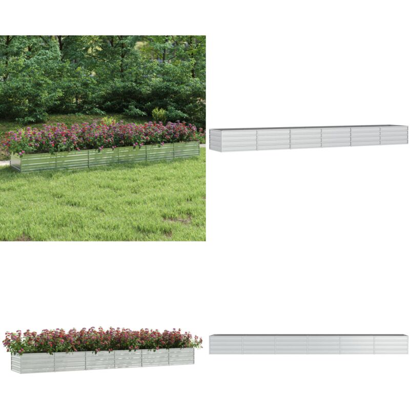 Lit surélevé de jardin 480x80x45 cm Acier galvanisé Argenté - Jardiniere Metal - Pot De Fleurs Exterieur - Bac Plante - Raised Garden Bed - Lit