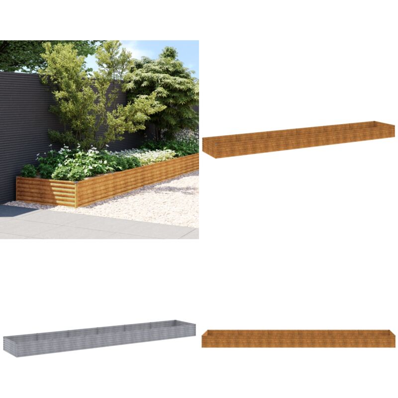 Lit surélevé de jardin 579 x 100 x 36 cm acier corten - Jardiniere Exterieur - Bac a Fleurs - Lit Surélevé Jardin - Acier Corten - Plante Fleurie