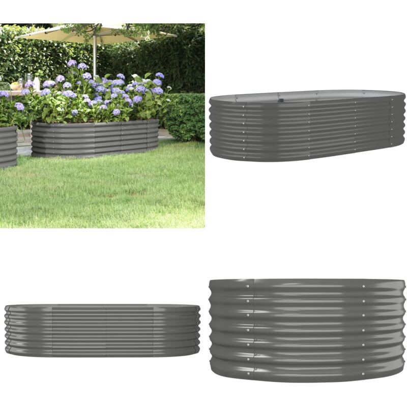 Lit surélevé de jardin Acier enduit de poudre 152x80x36 cm gris - Jardinière Surélevée - Bac à Fleurs - Pot De Fleurs Extérieur - Décoration Jardin