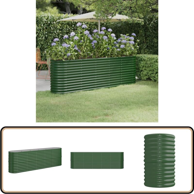 Lit surélevé de jardin Acier enduit de poudre 224x40x68 cm Vert - Jardiniere Surélevée - Bac à Fleurs - Plante Exterieur - Pots De Fleurs