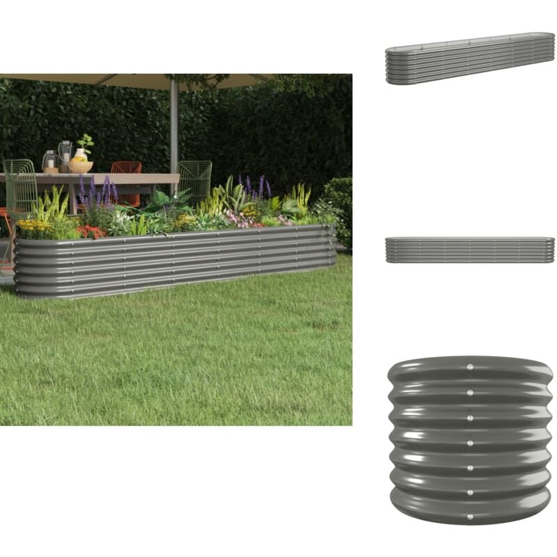 Lit surélevé de jardin Acier enduit de poudre 260x40x36 cm gris - Jardinière Surélevée - Bac à Fleurs - Pots De Jardin - Décoration Extérieur