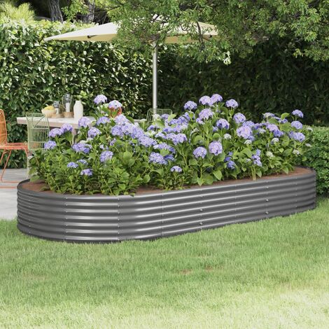 Lit surélevé de jardin Acier enduit de poudre 296x140x36cm gris