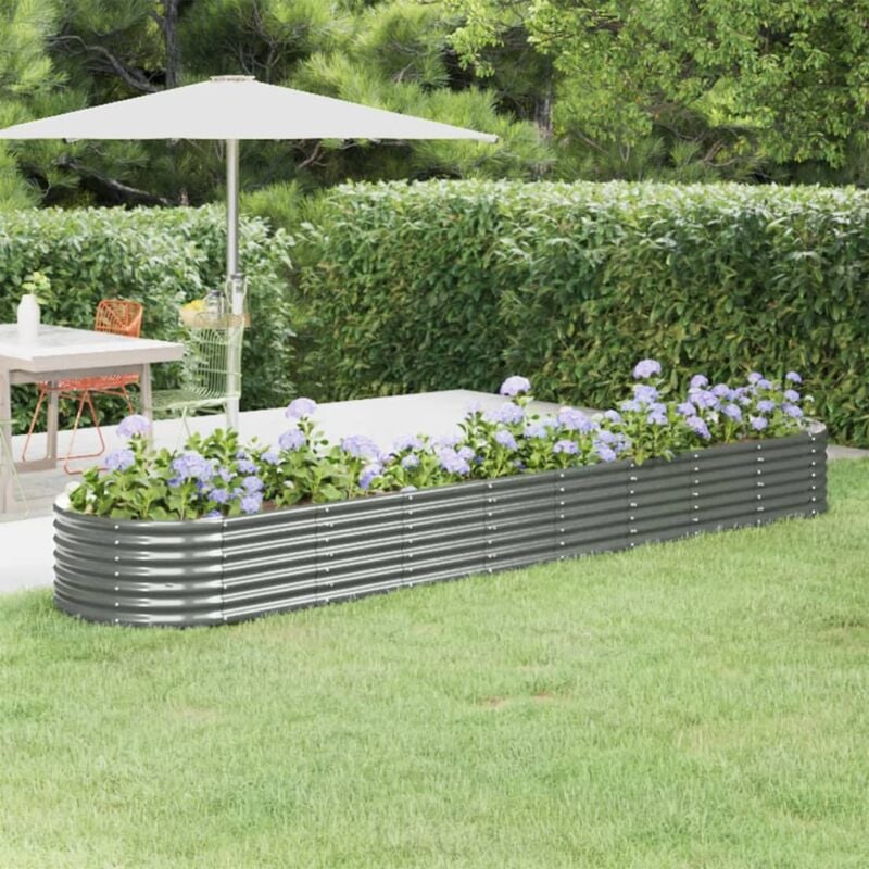 Vidaxl - skm Jardinière de jardin Acier enduit de poudre 368x80x36 cm Gris