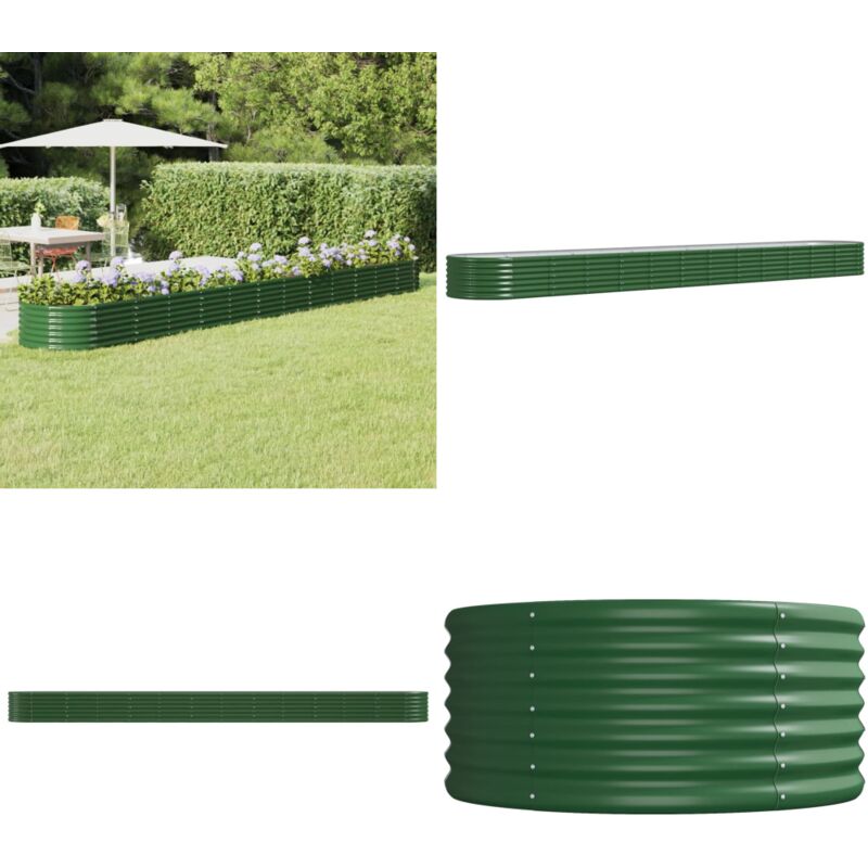 Vidaxl - Lit surélevé de jardin Acier enduit de poudre 512x80x36 cm Vert - Jardinière Surélevée - Bac à Fleurs - Pot De Fleurs Extérieur - Décoration