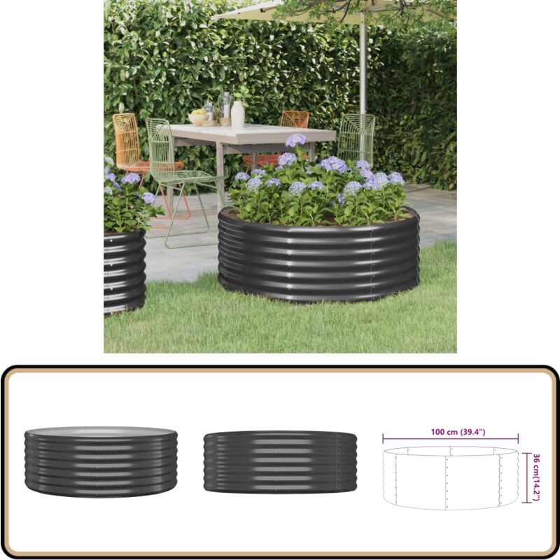 Vidaxl - Lit surélevé de jardin Acier enduit de poudre Anthracite - Jardiniere Exterieur - Bac a Fleurs - Plante Grimpante - Decoration Jardin