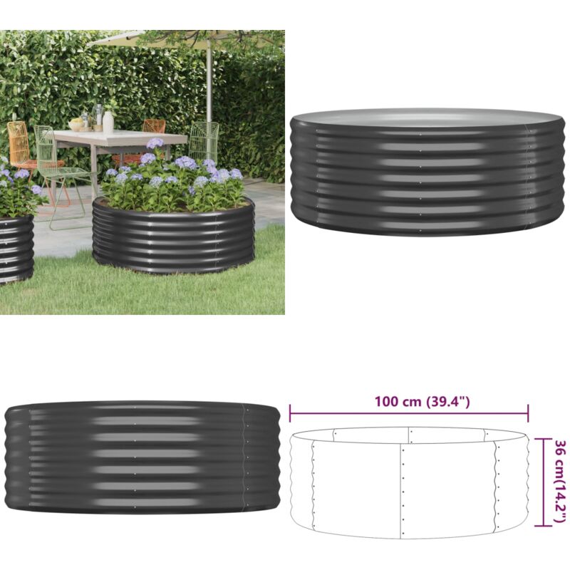 Lit surélevé de jardin Acier enduit de poudre Anthracite - Jardiniere Exterieur - Bac a Fleurs - Plante Grimpante - Decoration Jardin - Balcon - Home