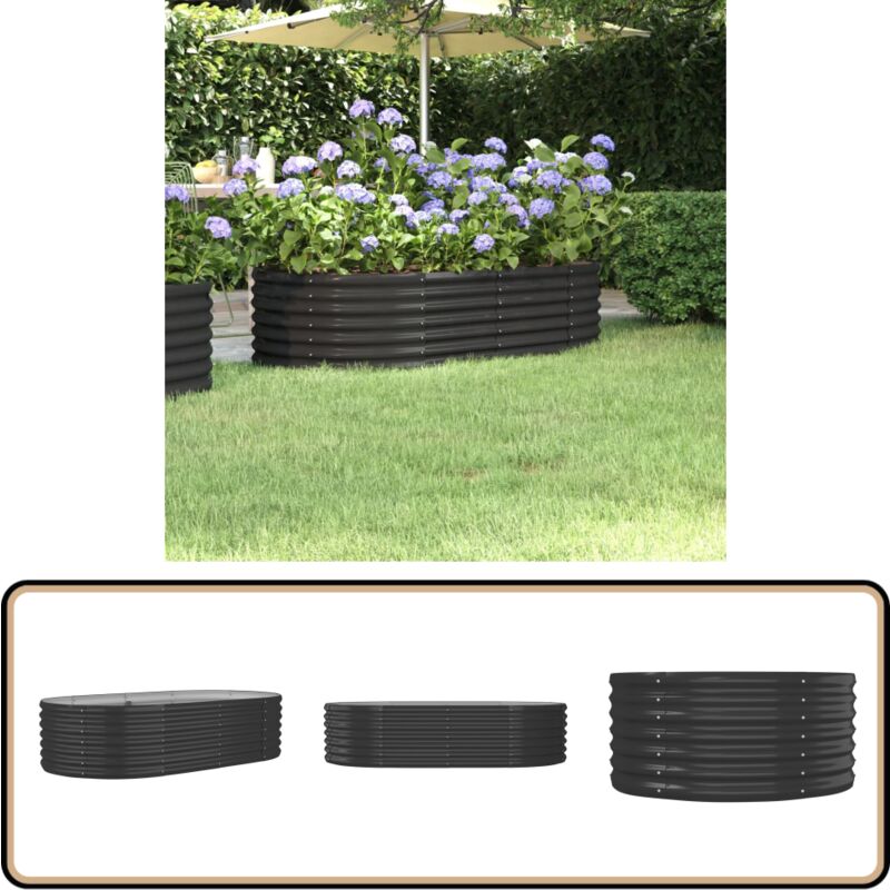 Lit surélevé de jardin Acier enduit de poudre Anthracite - Jardinière Surélevée - Bac à Fleurs - Pot De Fleurs Extérieur - Décoration Jardin - Balcon