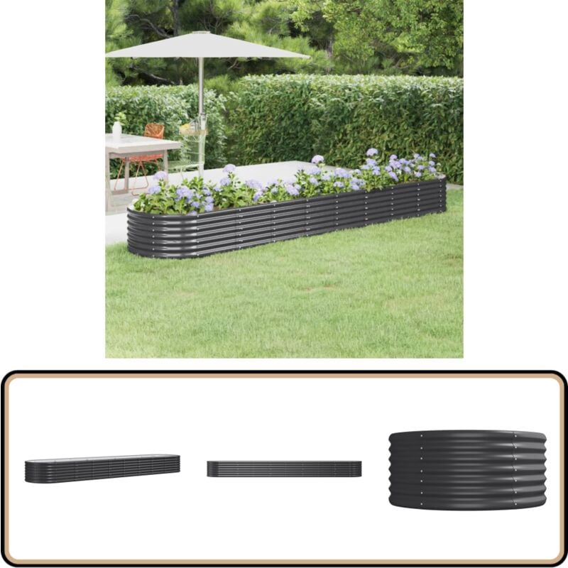 Vidaxl - Lit surélevé de jardin Acier enduit de poudre Anthracite - Jardinière Surélevée - Bac à Fleurs - Pot De Fleurs Extérieur - Décoration Jardin