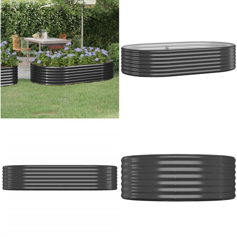 Lit surélevé de jardin Acier enduit de poudre Anthracite - Jardinière Surélevée - Bac à Fleurs - Pot De Fleurs Extérieur - Décoration Jardin - Balcon