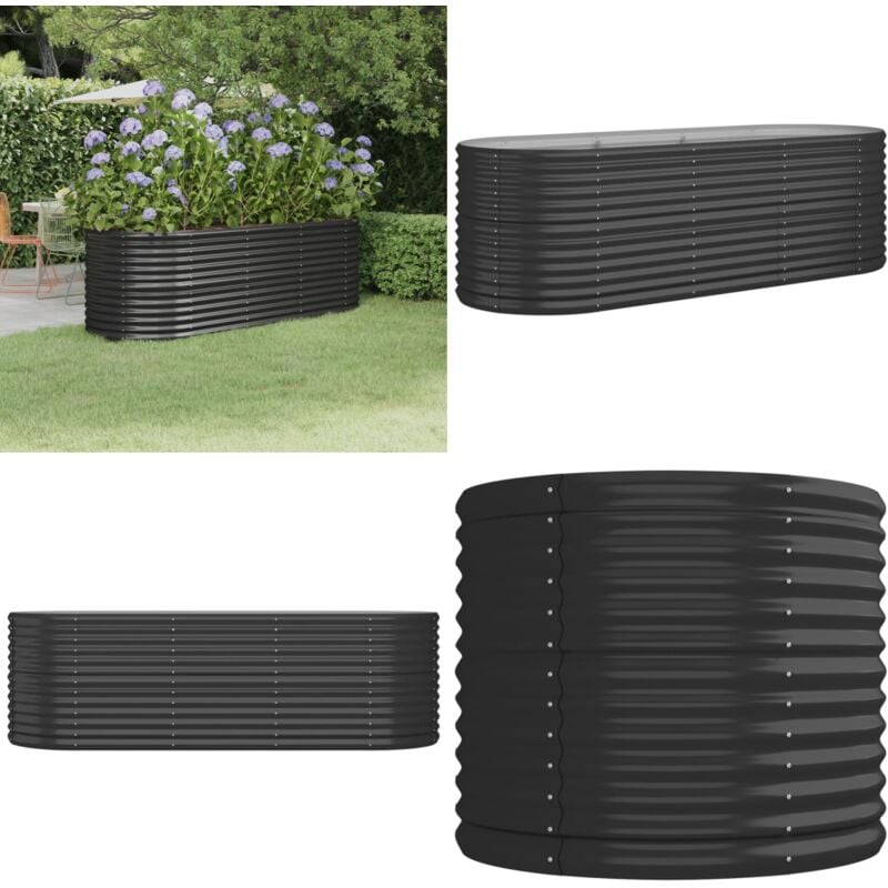 Vidaxl - Lit surélevé de jardin Acier enduit de poudre Anthracite - Jardiniere Surélevée - Bac à Fleurs - Pot De Fleurs Extérieur - Décoration Jardin