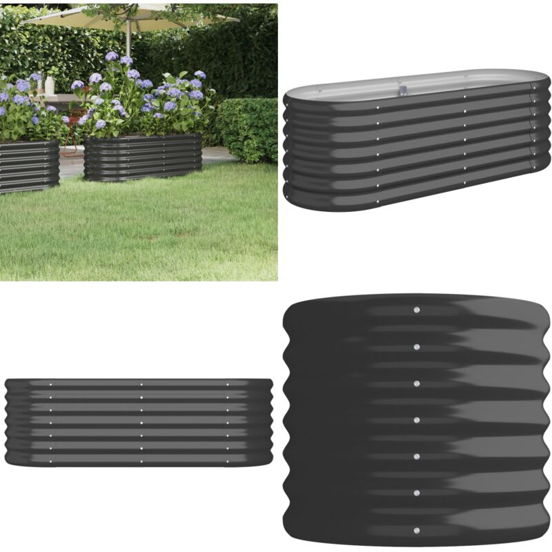 Lit surélevé de jardin Acier enduit de poudre Anthracite - Jardinière Surélevée - Bac à Fleurs - Pot De Fleurs Extérieur - Décoration Jardin - Plante