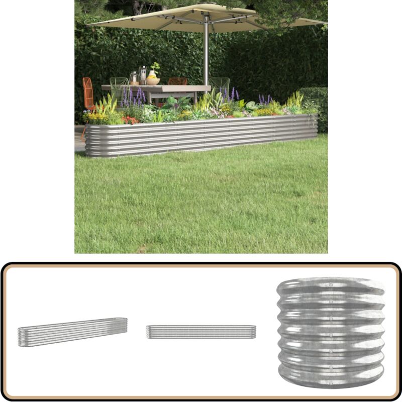 Vidaxl - Lit surélevé de jardin Acier enduit de poudre Argenté - Jardinière Surélevée - Bac à Fleurs - Pot De Fleurs Extérieur - Décoration Jardin