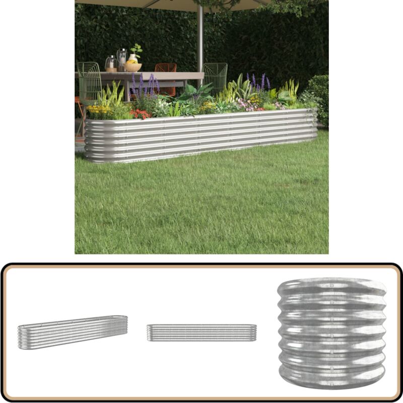 Vidaxl - Lit surélevé de jardin Acier enduit de poudre Argenté - Jardinière Surélevée - Bac à Fleurs - Pot De Fleurs Extérieur - Décoration Jardin