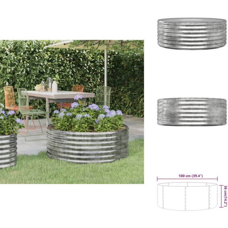 Lit surélevé de jardin Acier enduit de poudre Argenté - Jardiniere Surélevée - Bac À Fleurs - Pot De Fleurs Extérieur - Décoration Jardin - Plante