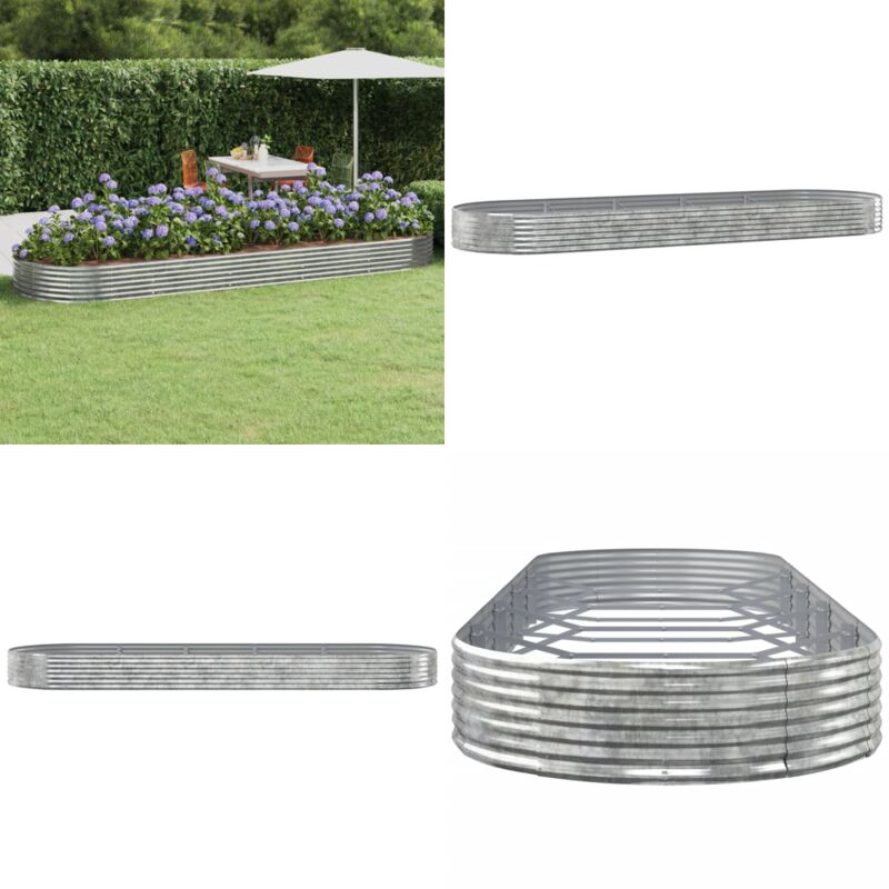 Lit surélevé de jardin Acier enduit de poudre Argenté - Jardiniere Surélevée - Bac à Fleurs - Pot De Fleurs Extérieur - Décoration Jardin - Plante