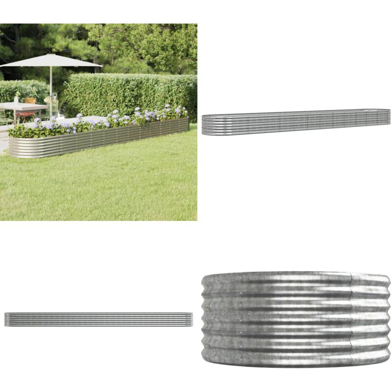 Vidaxl - Lit surélevé de jardin Acier enduit de poudre Argenté - Jardinière Surélevée - Bac à Fleurs - Pot De Fleurs Extérieur - Décoration Jardin
