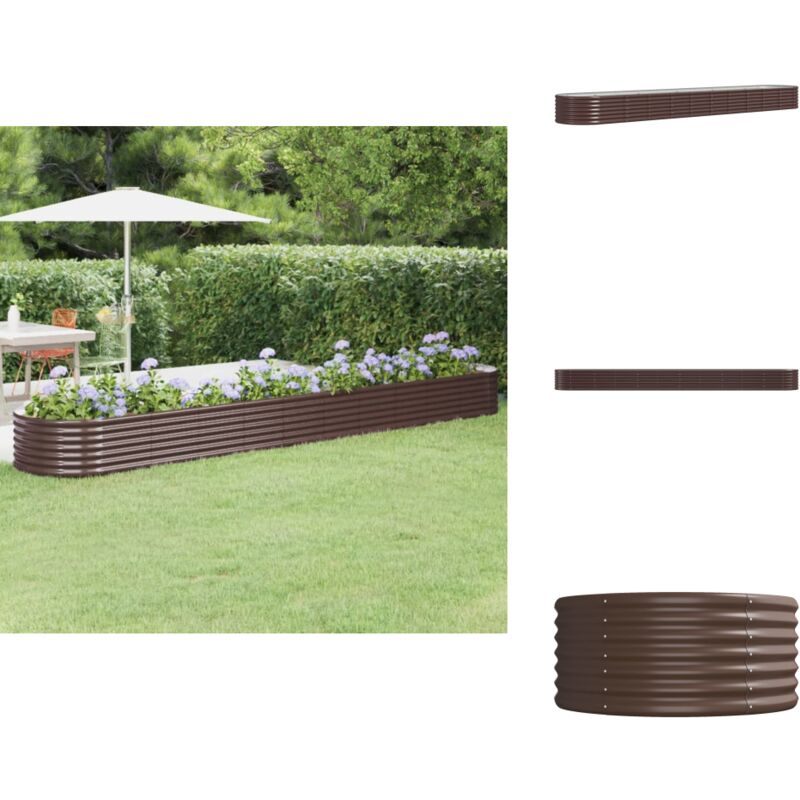 Lit surélevé de jardin Acier enduit de poudre marron - Jardiniere Surélevée - Bac à Fleurs - Pot De Fleurs Extérieur - Décoration Jardin - Plante