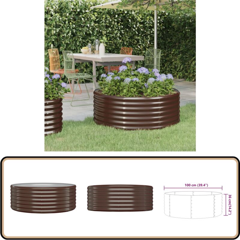Vidaxl - Lit surélevé de jardin Acier enduit de poudre marron - Jardiniere Surélevée - Bac à Fleurs - Pots De Jardin - Décoration Extérieur - Jardin