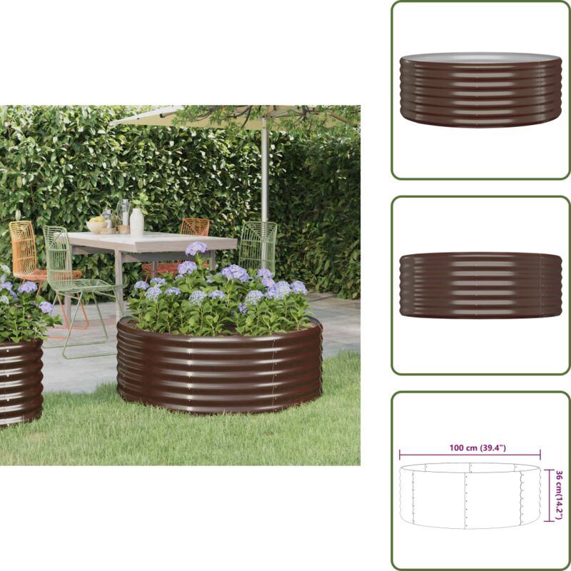 Lit surélevé de jardin Acier enduit de poudre marron - Jardiniere Surélevée - Bac À Fleurs - Pots De Jardin - Décoration Extérieur - Jardin Design