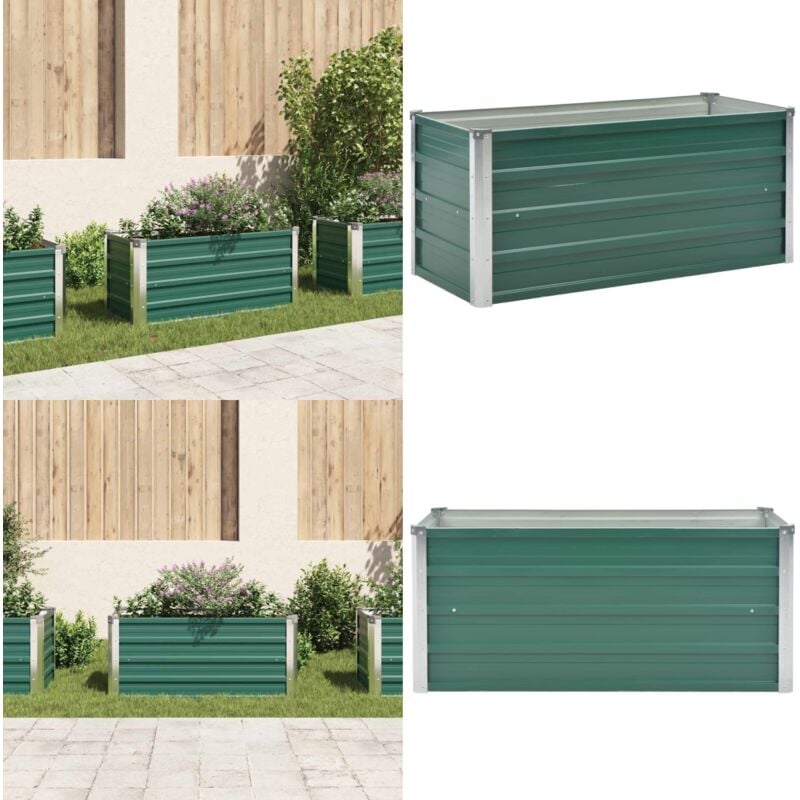 Lit surélevé de jardin Acier galvanisé 100x40x45 cm Vert - Jardinière - Pot De Fleurs Extérieur - Bac De Plantation - Jardin Vertical - Culture En