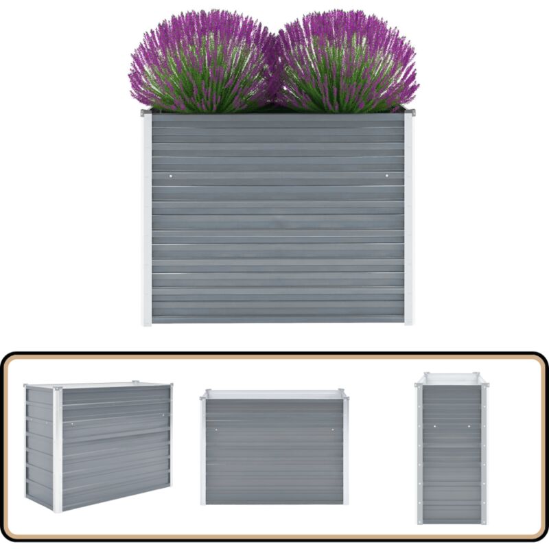Lit surélevé de jardin Acier galvanisé 100x40x77 cm Gris - Jardinière - Bac De Plantation - Pot De Fleurs Extérieur - Plante Grimpante - Décoration
