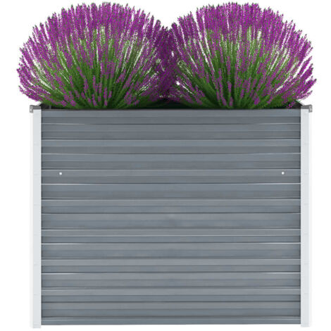 vidaXL Lit Surélevé Acier Galvanisé Gris Pot à Fleurs Jardinière Multi-taille