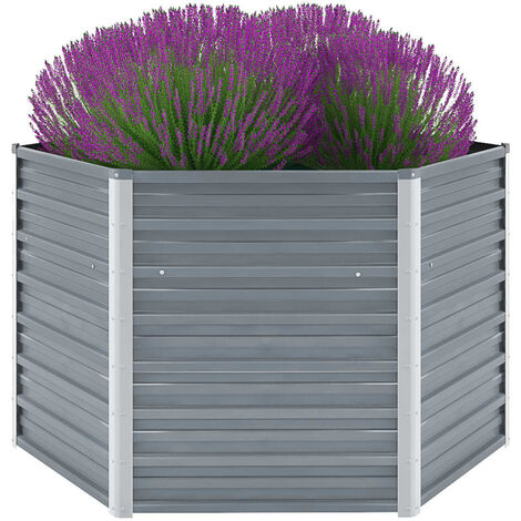 Lit surélevé de jardin Acier galvanisé 129x129x77 cm Gris vidaXL