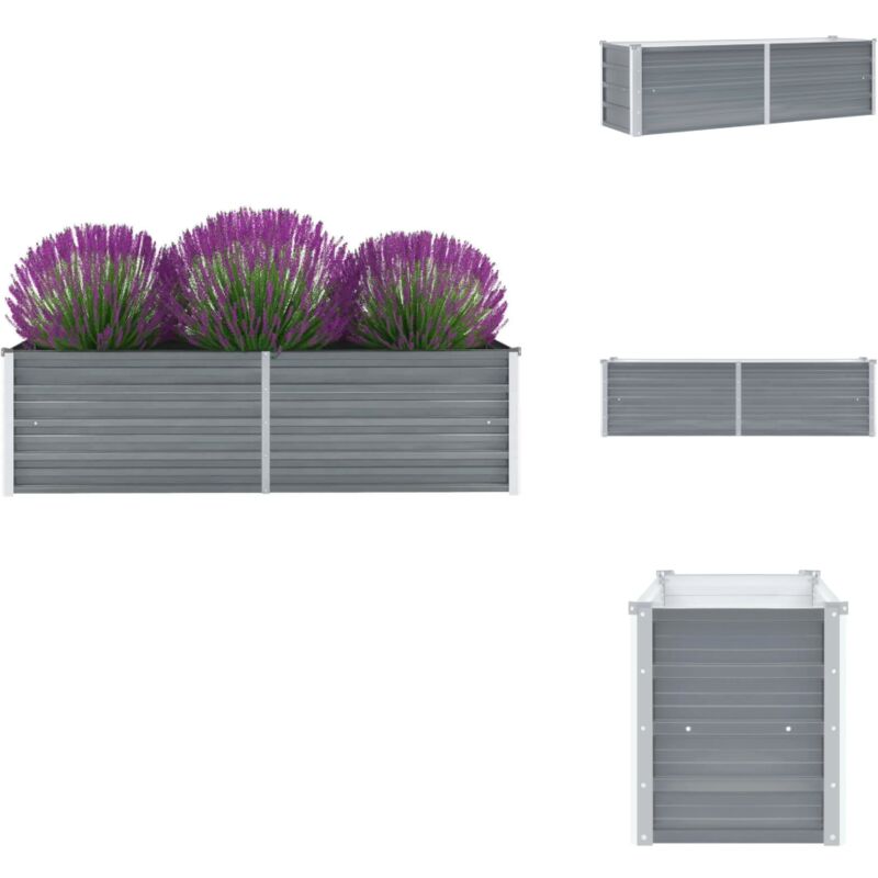 Lit surélevé de jardin Acier galvanisé 160x40x45 cm Gris - Jardinière - Pot De Fleurs Extérieur - Bac à Plantation - Jardin Vertical - Décoration