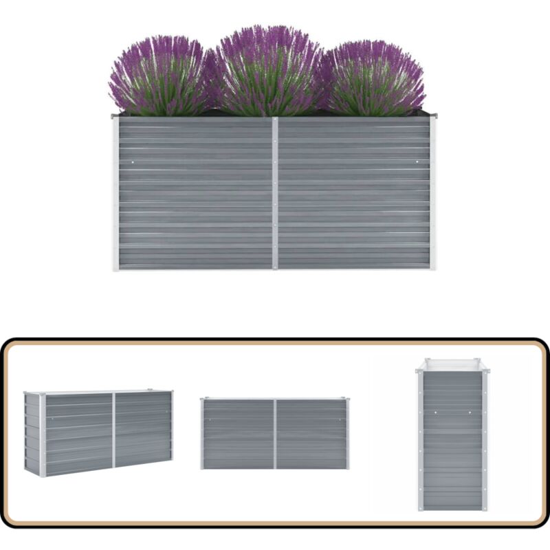 Vidaxl - Lit surélevé de jardin Acier galvanisé 160x40x77 cm Gris - Jardinière - Pot De Fleurs - Bac De Plantation - Fleurissement Extérieur - Jardin