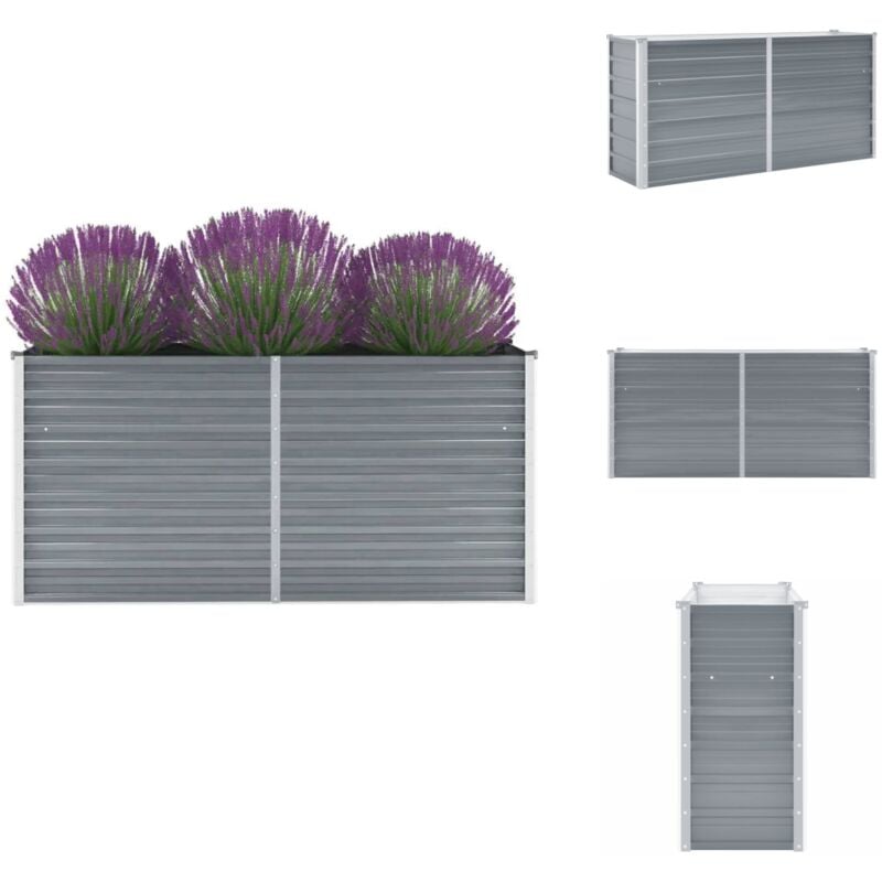 Lit surélevé de jardin Acier galvanisé 160x40x77 cm Gris - Jardinière - Pot De Fleurs - Bac De Plantation - Fleurissement Extérieur - Jardin Vertical