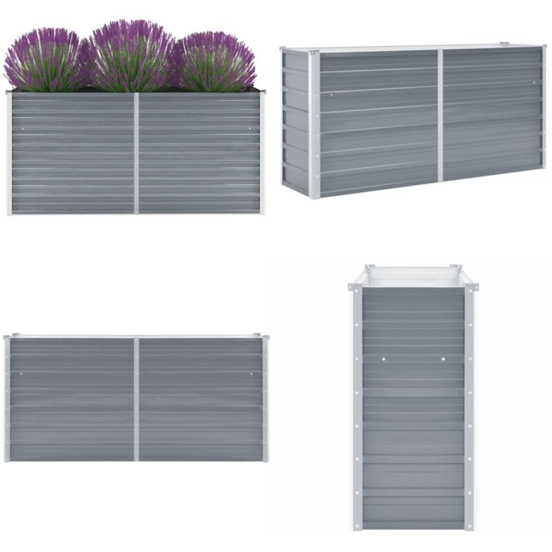 Lit surélevé de jardin Acier galvanisé 160x40x77 cm Gris - Jardinière - Pot De Fleurs - Bac De Plantation - Fleurissement Extérieur - Jardin Vertical